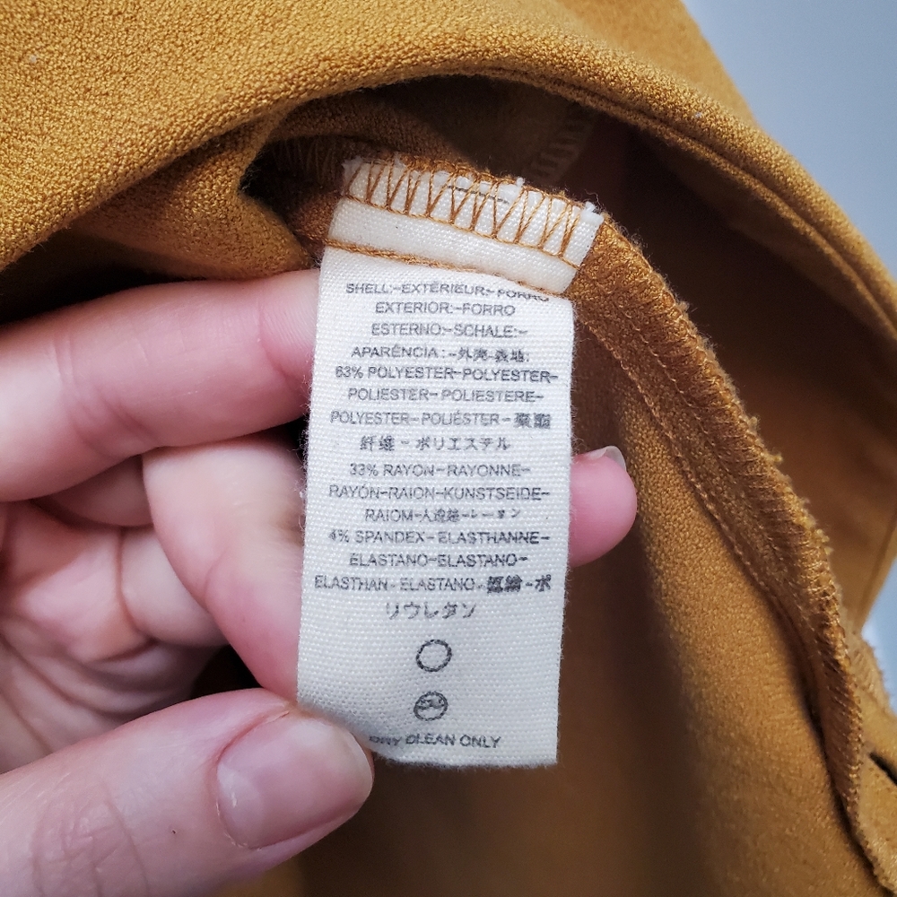 Free People Mustard Peephole Mini Tunic Dress Sleeveless Pockets - size Medium - Picture 10 of 11